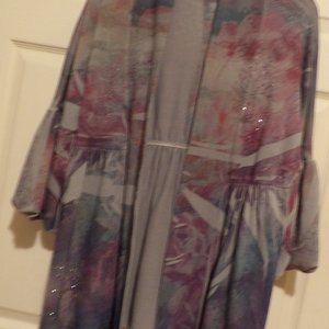 Pretty Gray & Multi-Color Jewelled Longer Cardigan